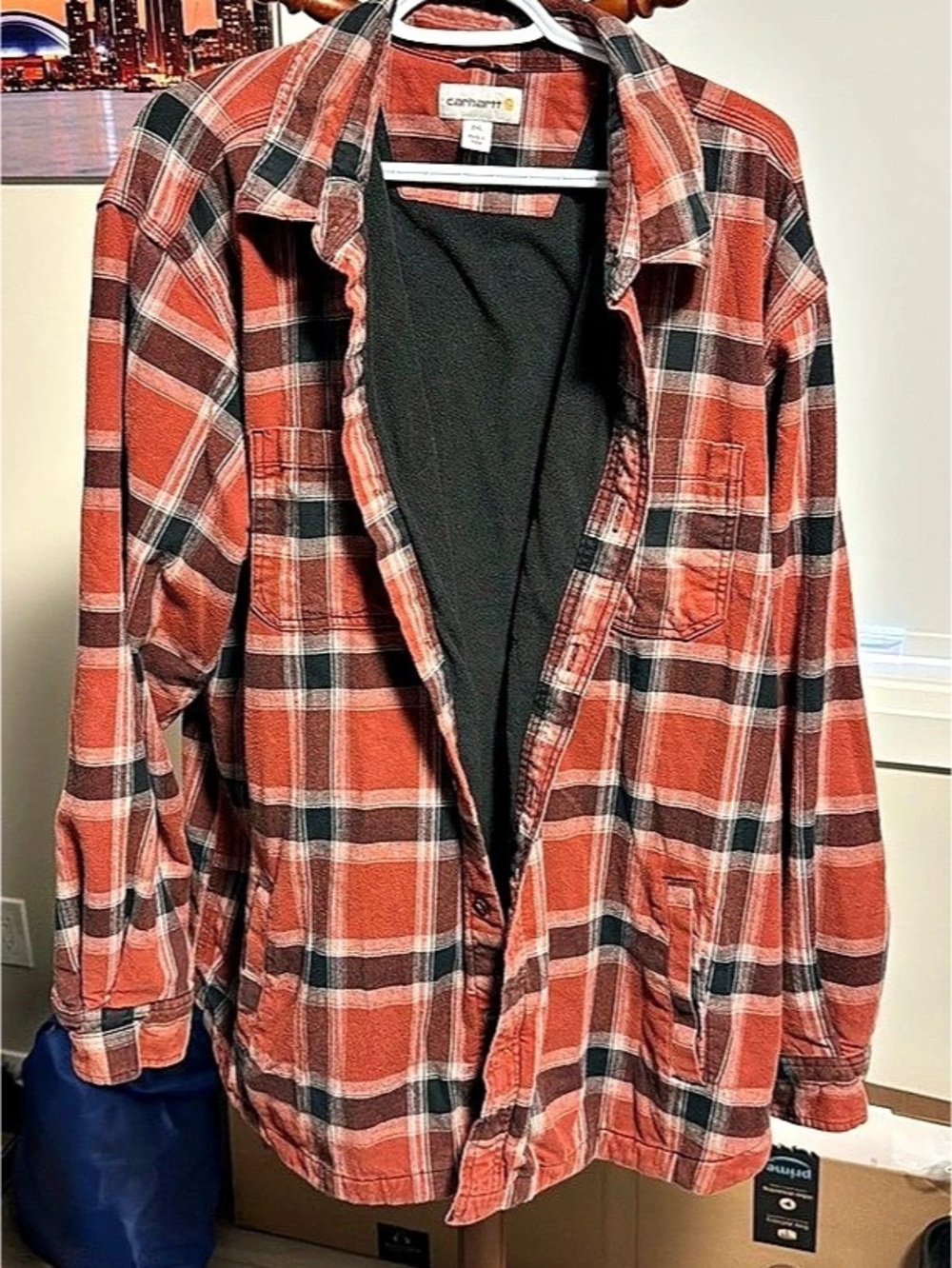 Carhartt Rugged Flex Relaxed Fit Flannel Fleece Lined Shirt Jac Flannel Shirt